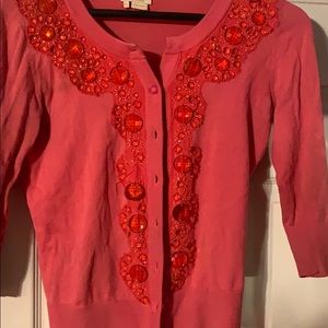 Pink Kate space jewel detailed cardigan